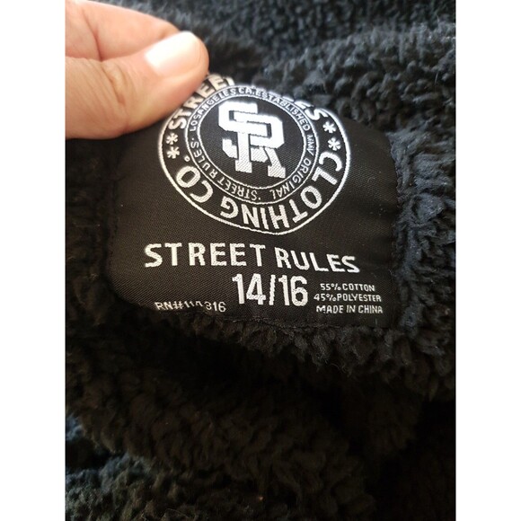 Street Rules Co Boys Jacket 14/16  Sherpa Lined Hooded Plaid Back To School - Picture 13 of 14